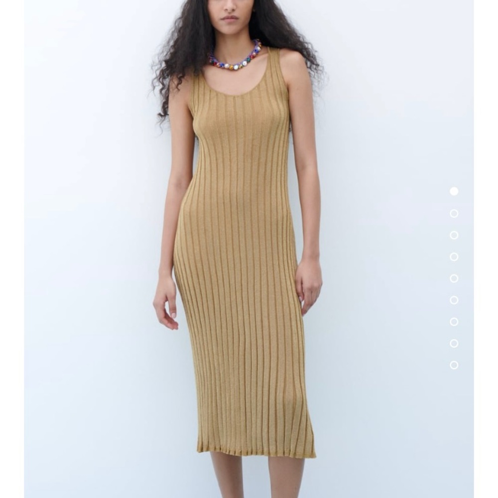 Metallic thread gold knit dress